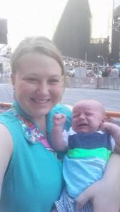 Grayson was not enjoying Times Square at this given moment!