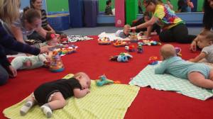 Grayson and I enjoy going to gym class with all the other babies!