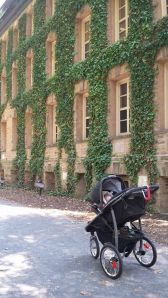 Grayson enjoying the view of one of my favorite buildings on campus! The ivy is gorgeous.