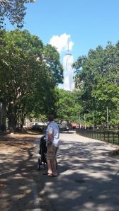 Brent looking up at the Freedom Tower