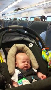 Grayson's first train ride.